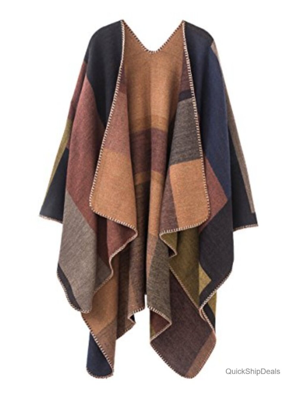 Floral Open Front Poncho Shawl Wrap Sleeveless Cape Top